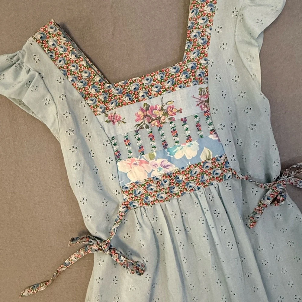 Vintage Rags by Kressandra Hippie Boho Floral Embroidery Puffy Sleeves Sz7 Dress - Picture 7 of 7